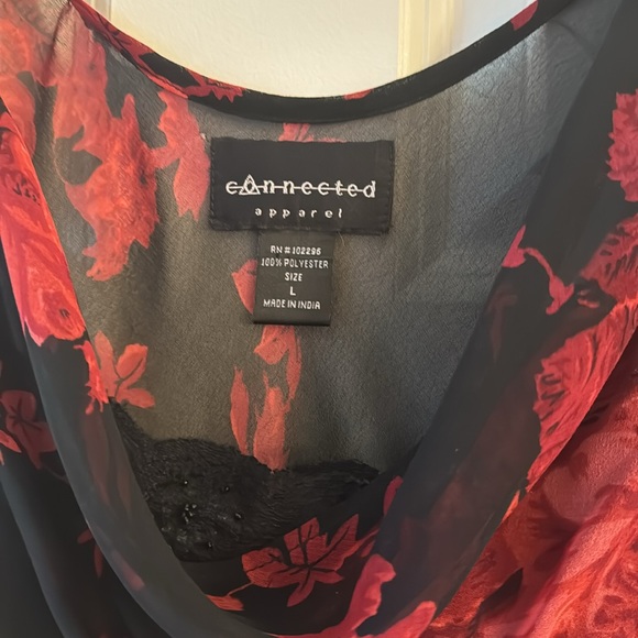 connected apparel Dresses & Skirts - Connected Apparel black and red floral dress